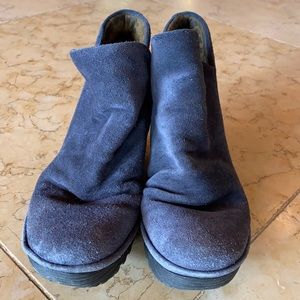 Fly London Ankle Boots Navy Blue Suede sz 37